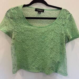 Tela Green Lace Crop Top